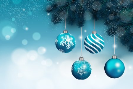 Новогодний фон синие шары