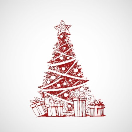 Елка Новогодняя Графика чб