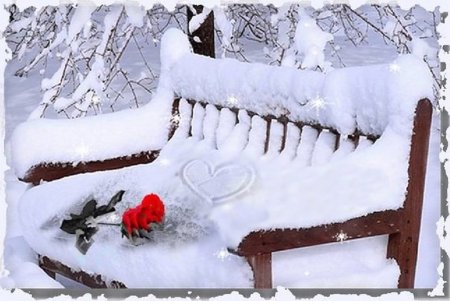 Скамейка под снегом
