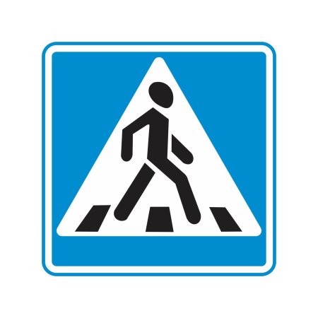 Дорожный знак пешеходный переход на белом фоне