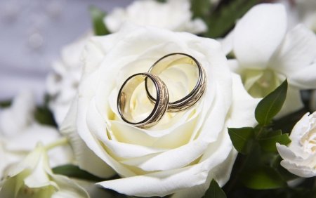 Свадебные кольца и цветы