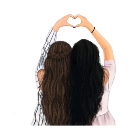 Нарисованные подруги со спины