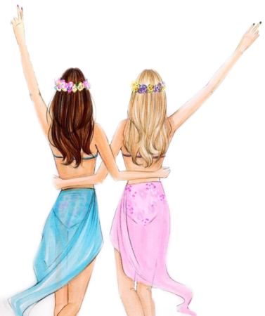 Подруги на белом фоне