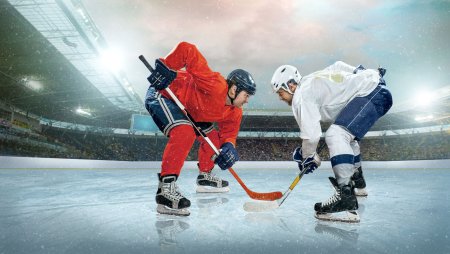 Торможение на льду хоккеисты