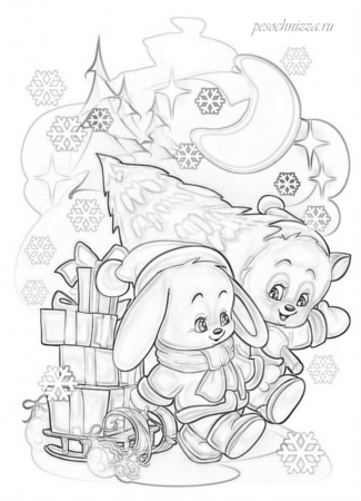 Новогодние открытки разукрашки