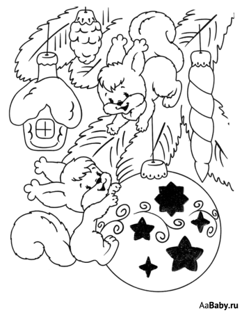 Новогодние зверята раскраски