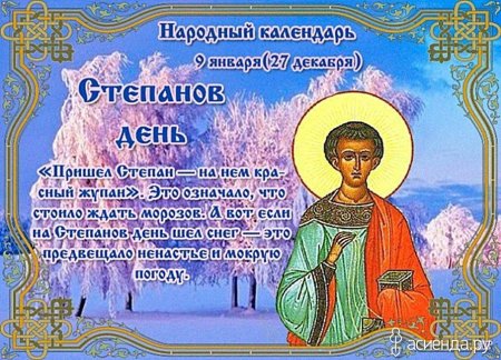 Народный календарь 9 января Степанов день