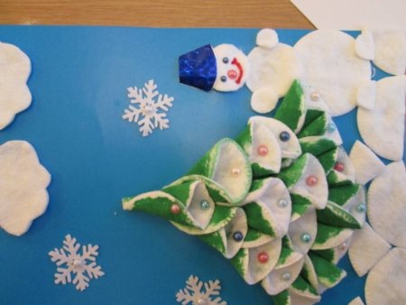 Зимние поделки из ватных дисков