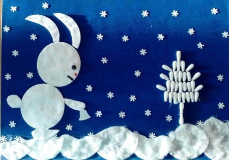 Аппликация из ватных палочек