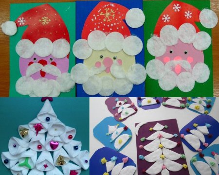 Поделки из ватных дисков на новый год