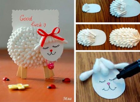 Овечка из ушных палочек