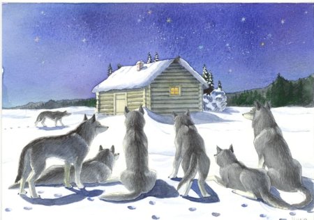 Зимовье зверей волки