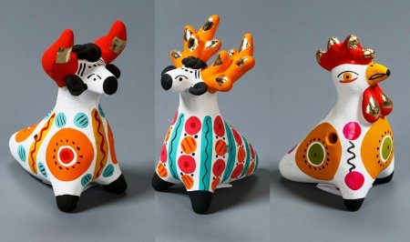 Глиняные игрушки Дымково