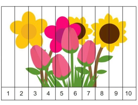 Математические пазлы цветы для дошкольников