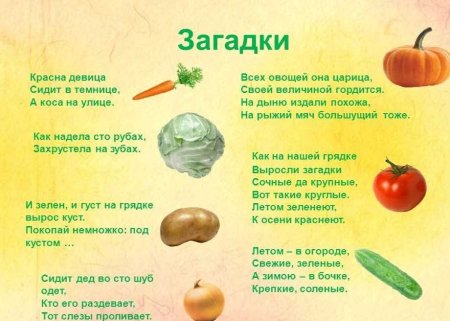 Загадки для детей про овощи и фрукты с ответами