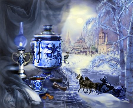 Чай зимний в живописи