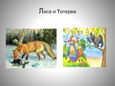 Рисунок тетерева и лисы