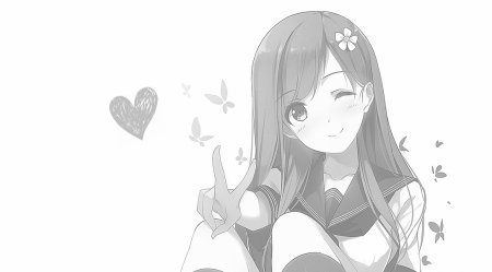 Аниме девочки чб