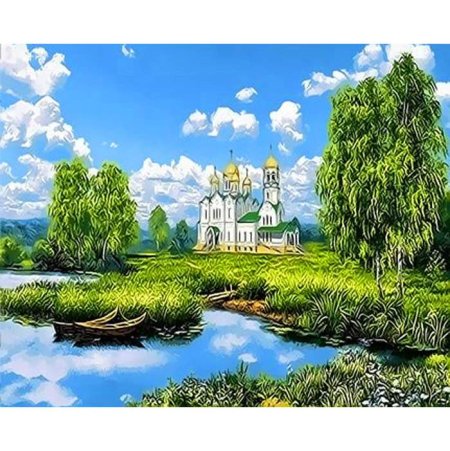 Алмазная мозаика храмы и церкви на подрамнике