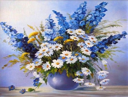 Полевые цветы красками