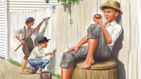 Том Сойер красит забор