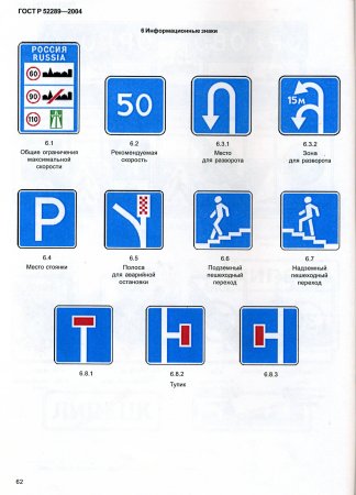Информационные знаки дорожного движения и их обозначения