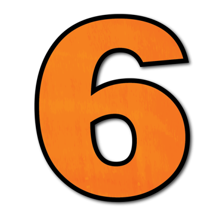 Цифра 6 оранжевая