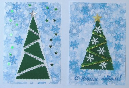Новогодняя открытка аппликация своими руками