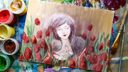Рисунки гуашью для мамы
