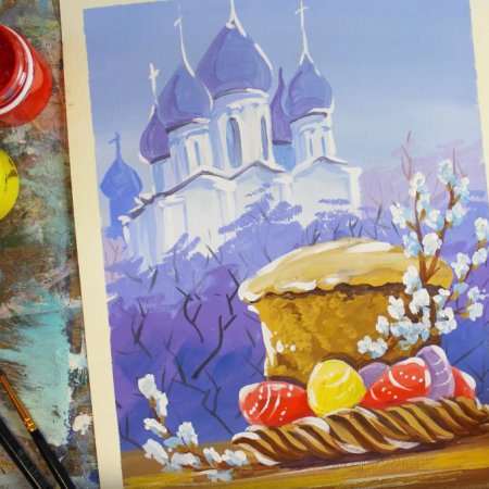 Пасха гуашью