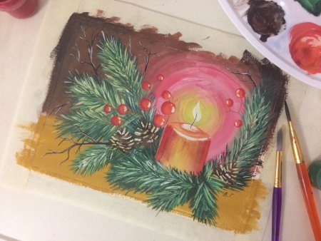 Новогодние открытки гуашью