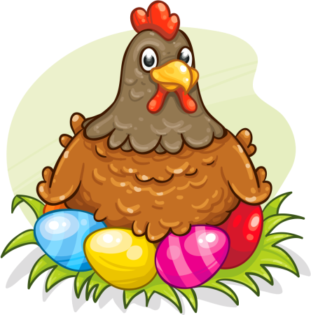 Курица с пасхальными яйцами