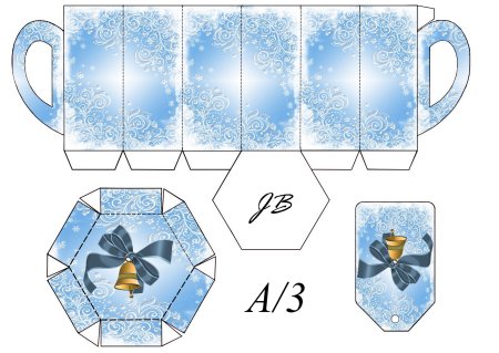 Коробка для кружки развертка