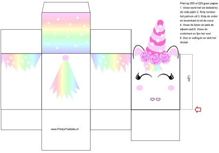 Шаблон коробочки Единорог