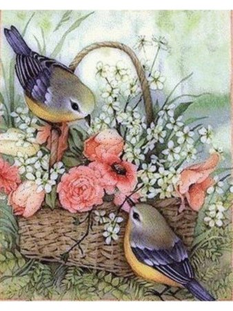 Открытки с птичками и цветами