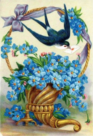 Открытки с птичками и цветами