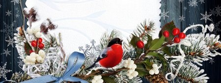 Новогодний фон со снегирями