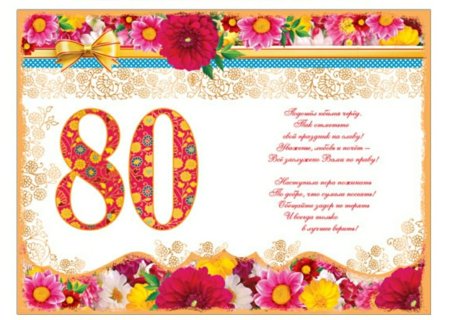 Открытка с юбилеем! 80 Лет