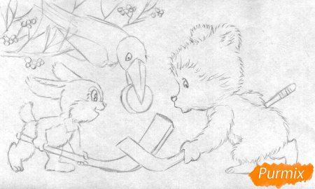 Новогодние открытки карандашом с зайцем