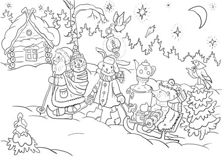 Раскраска новогодний праздник
