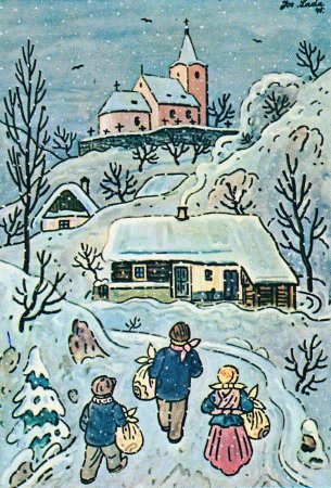 Йозеф Лада иллюстрации к Рождеству