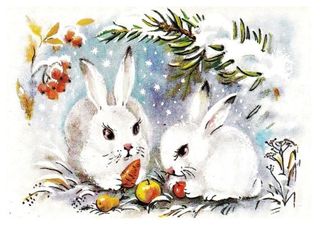 Новогодняя открытка с зайчиком