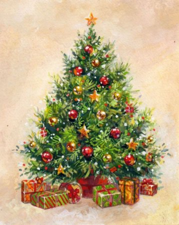 Новогодняя елка живопись