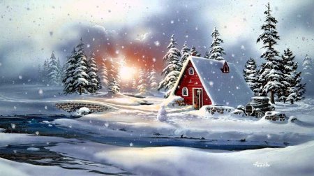 Зимний новогодний пейзаж