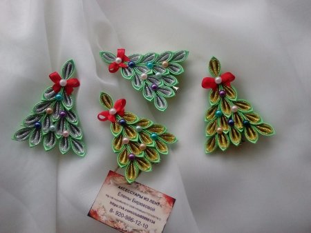 Заколка елочка канзаши