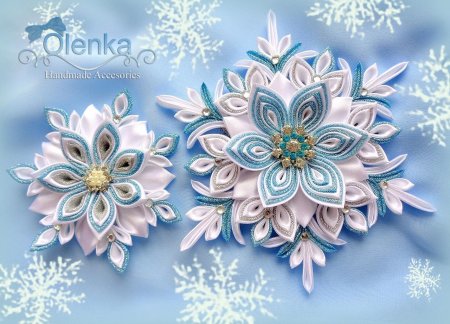 Снежинка канзаши