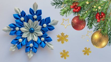Елочные украшения канзаши