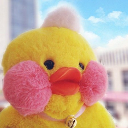 Уточка игрушка мягкая жёлтая с розовыми щеками