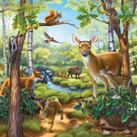 Лес с дикими животными