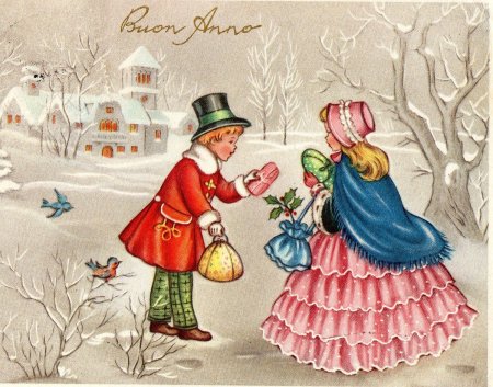 Новогодняя открытка в винтажном стиле